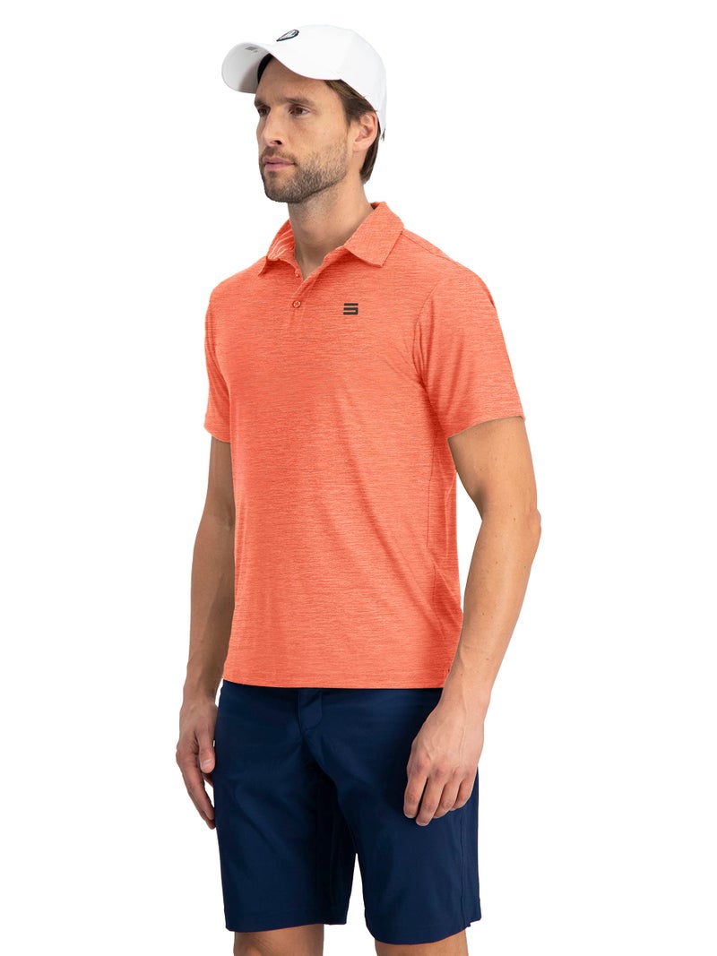 Three Sixty Six Golf Shirts for Men - Dry Fit Short-Sleeve Polo, Athletic Casual Collared T-Shirt Orange - Image 3